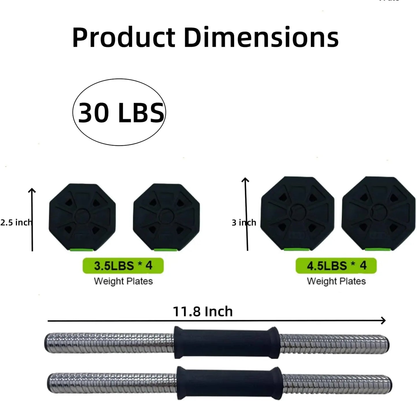 2 in 1 Adjustable Dumbbell Set with Iron Handle