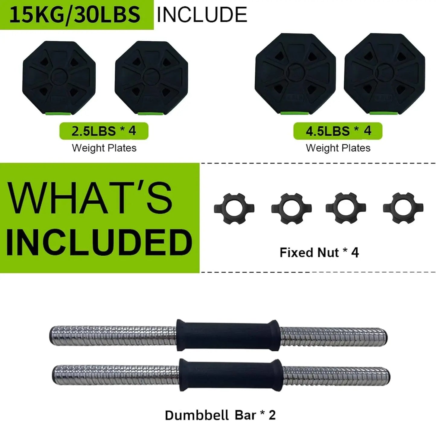 2 in 1 Adjustable Dumbbell Set with Iron Handle